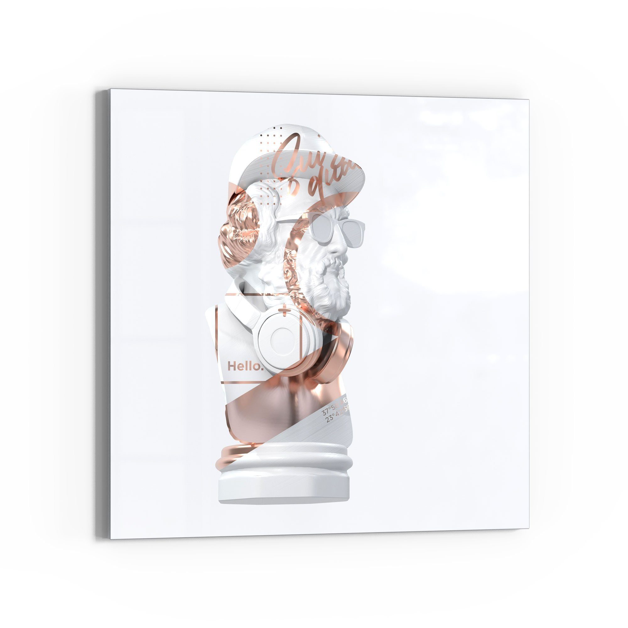 DEQORI Magnettafel 'Antike Büste aufgepeppt', Whiteboard Pinnwand beschreibbar