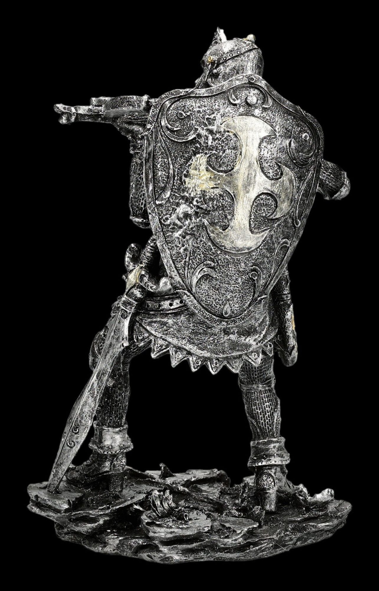 Figuren Shop GmbH Dekofigur Ritter Figur – Mittelalter Statue Deko 20cm Verteidiger Burg Dekofigur – Bild 5 von 5