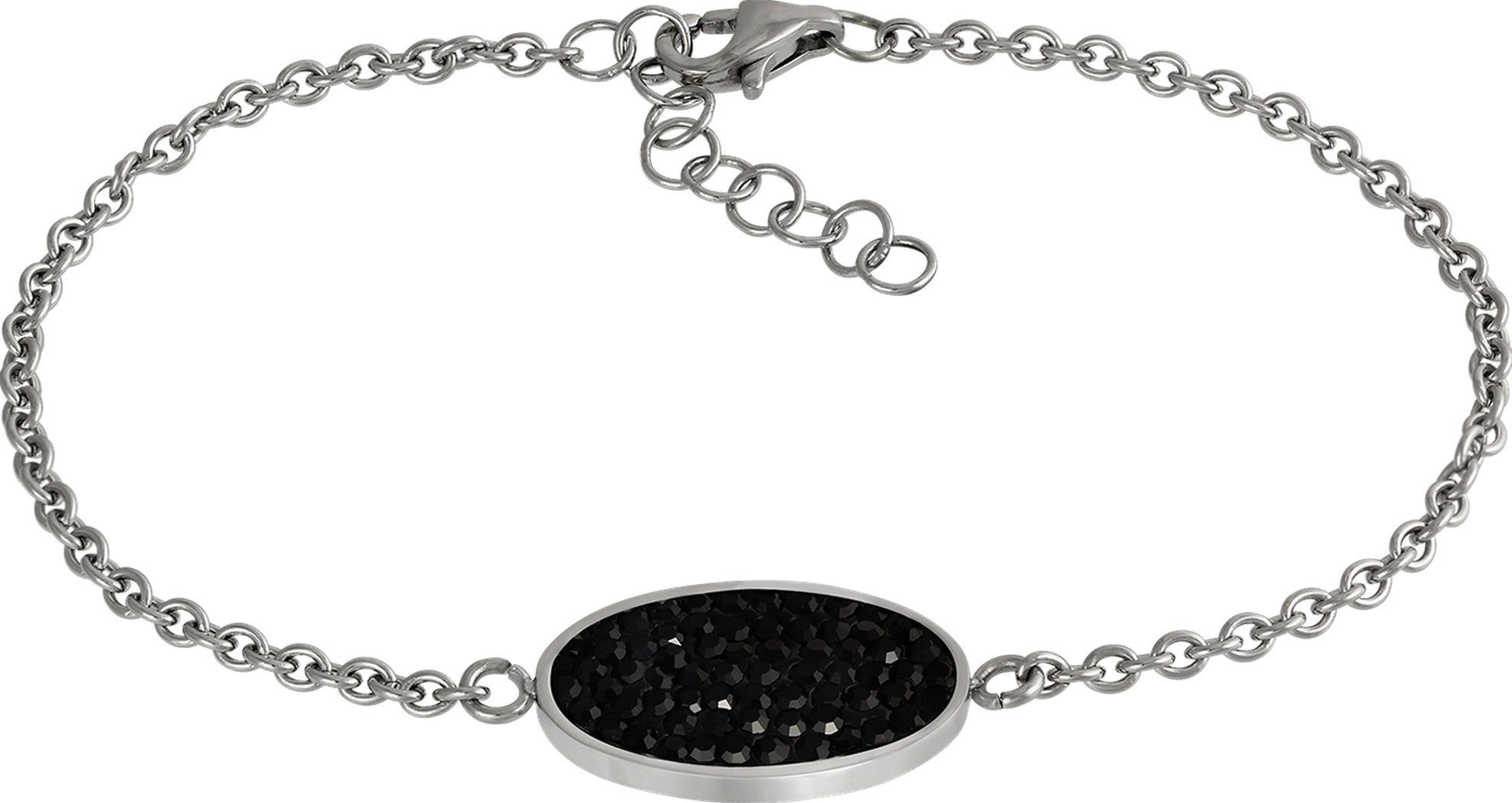 Edelstahlarmband Amello Oval Armband schwarz Damen Schmuck