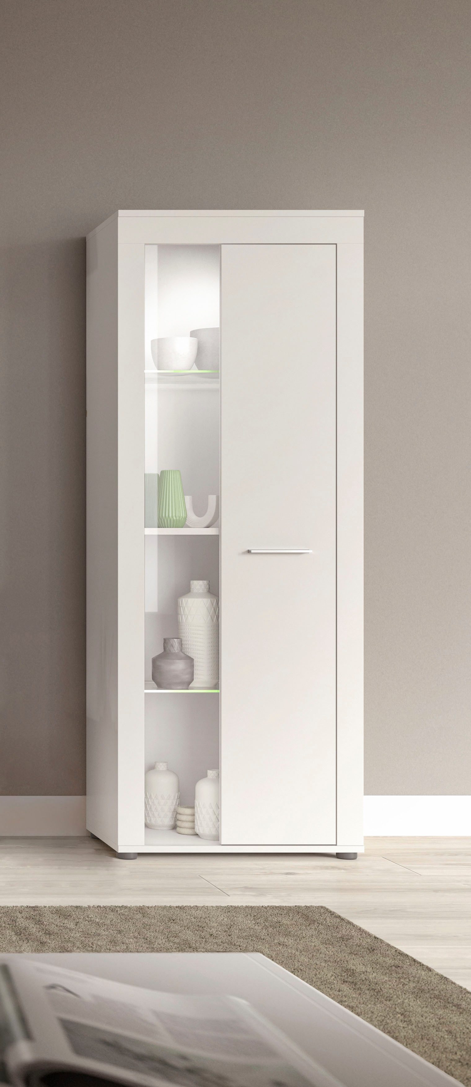 INOSIGN Vitrine Aosta, Höhe 159 cm, in verschiedenen Farbausführungen 1 Tür, 3 Einlegeböden, 4 Fächer, Wohnzimmer, Standvitrine, Glasvitrine