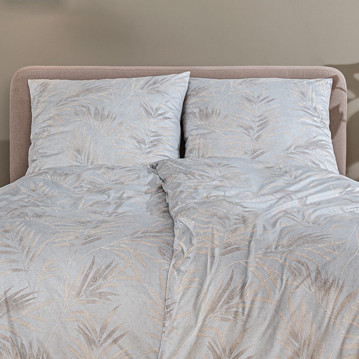 Estella Bettwäsche Estella Interlock Jersey Bettwäsche Keno 6941-230 Blätter Grau 135x200, Interlock Jersey, 2 teilig
