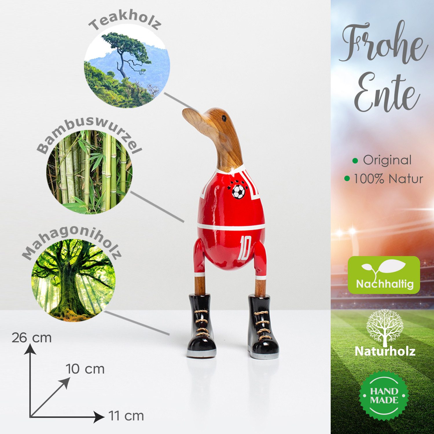 Rikmani Dekofigur Holzfigur Ente Stiefel - günstig online kaufen