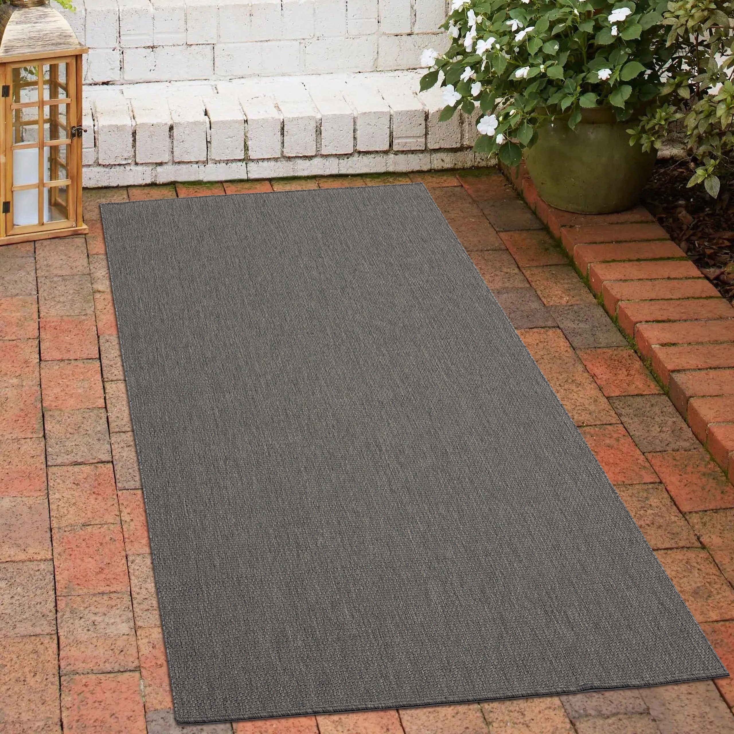 Carpetia Teppich Dunkel-klassischer Sisal Teppich In- & Outdoor in anthrazit, rechteckig, Höhe: 1 mm