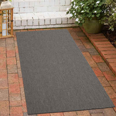 Teppich Dunkel-klassischer Sisal Teppich In- & Outdoor in anthrazit, Carpetia, rechteckig, Höhe: 1 mm