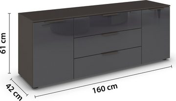 rauch Kommode Flipp, 2-türig mit 3 Schubladen und Soft-Close-Funktion sowie Glasfront