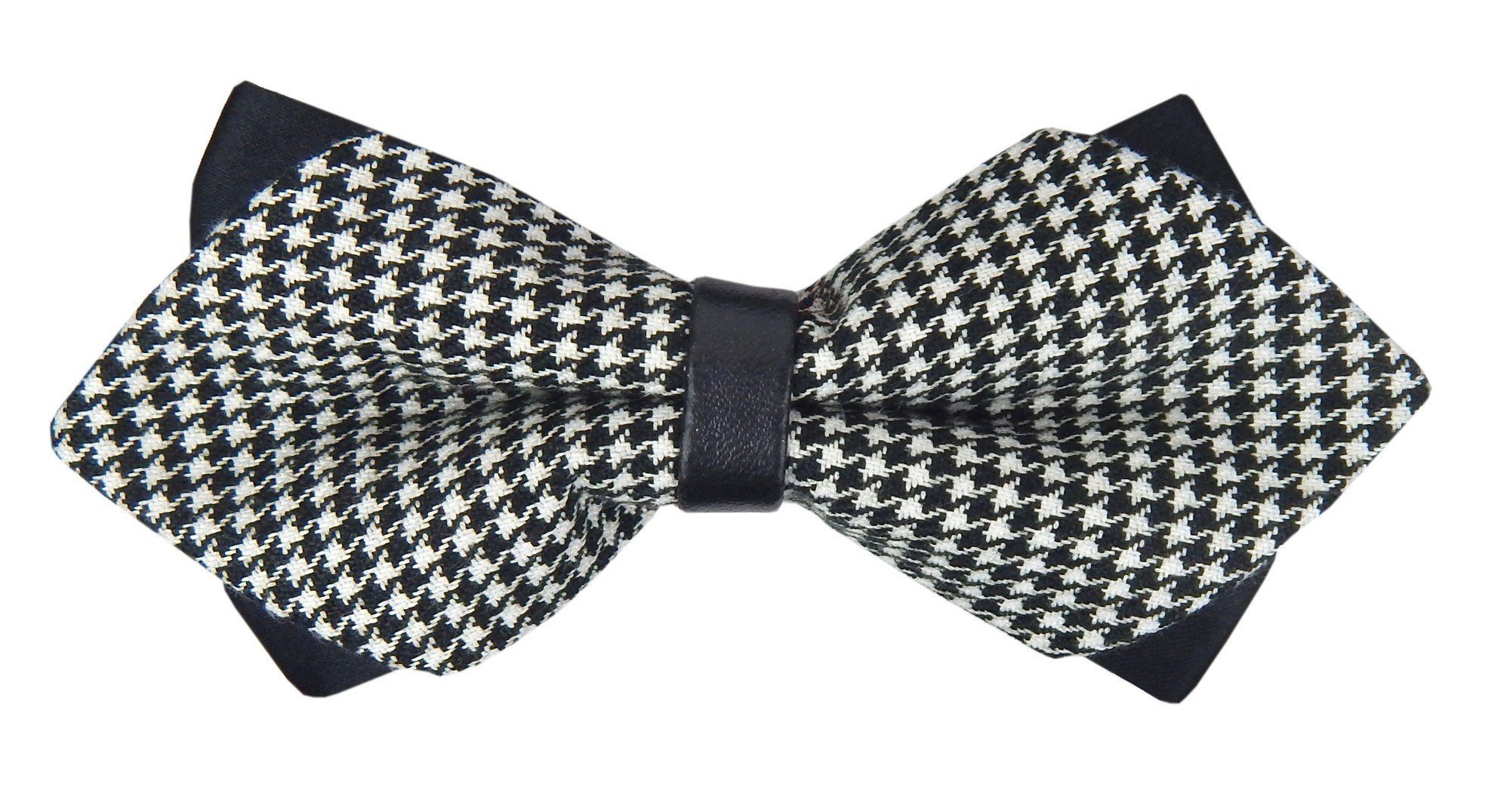 Ella Jonte Fliege silvoll mit Karo-Punkt-Design und edlem Kunstleder-Detail