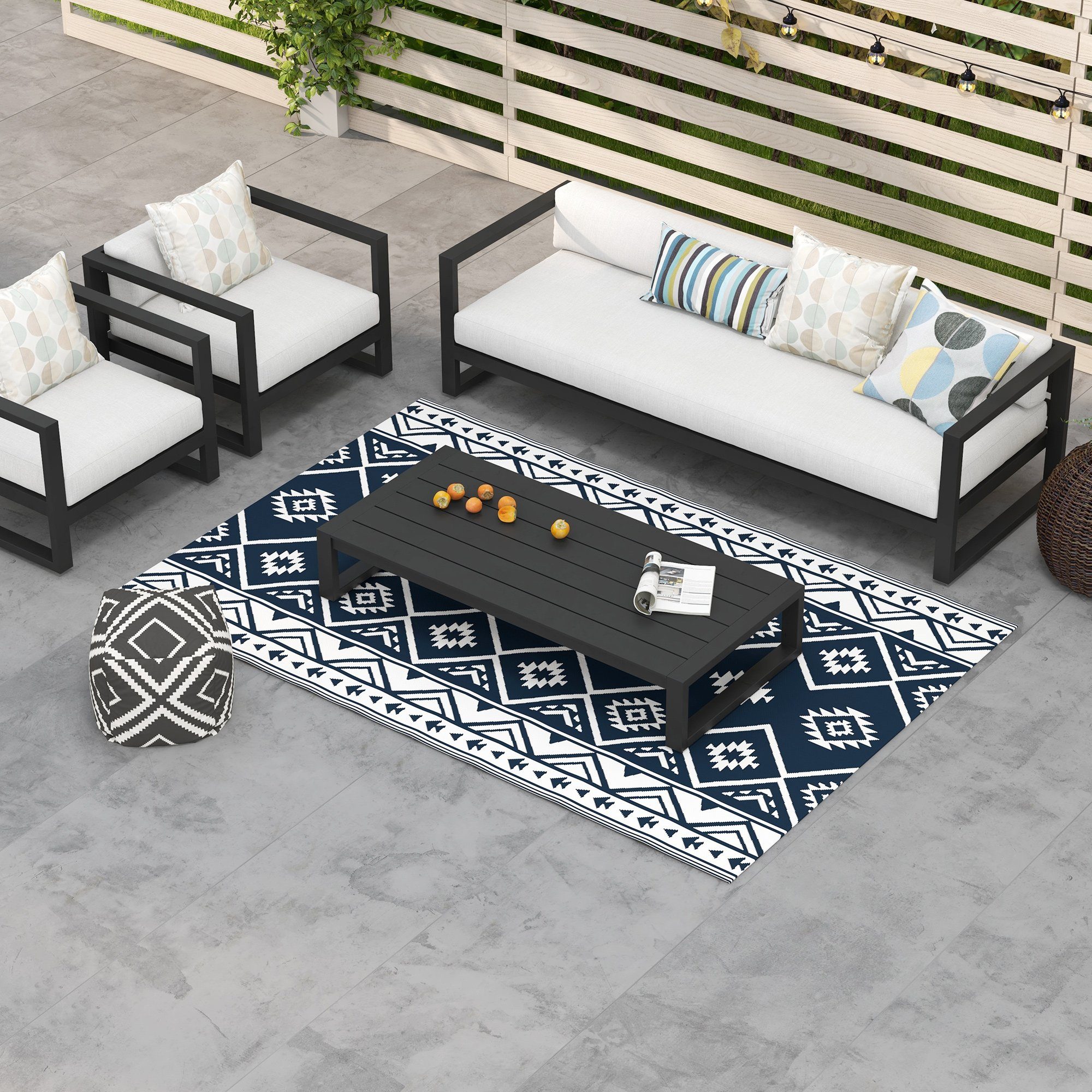 Outsunny Outdoorteppich Wendeteppich Kunststoffteppich mit Tragetasche, günstig online kaufen