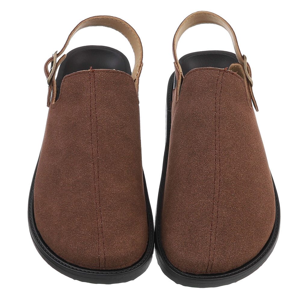 Ital-Design Damen Mules Freizeit Riemchensandalette (88828384) Flach Riemchensandalen in Braun – Bild 4 von 5