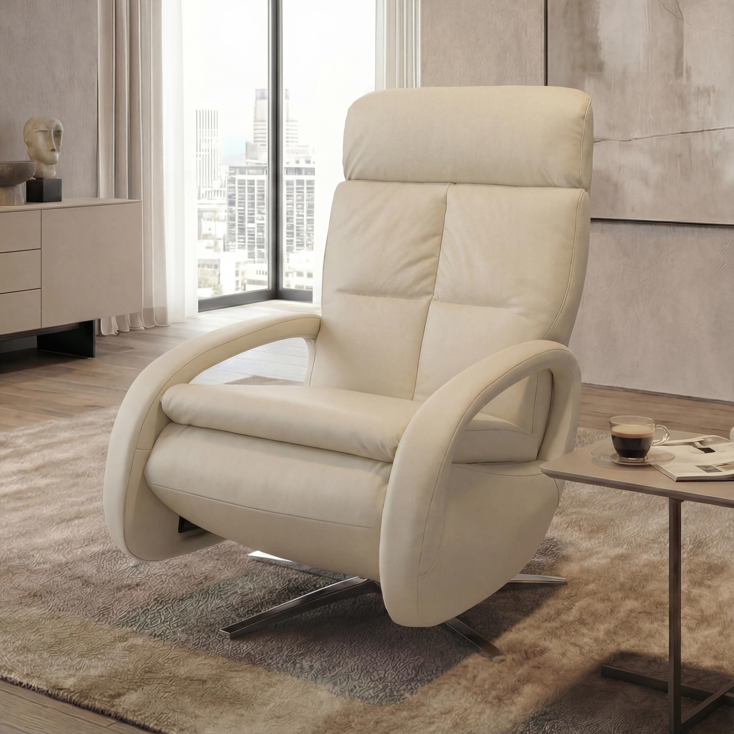 MCW Relaxsessel MCW-L11-E, 360° drehbar, 10 cm Polsterung, Fußbodenschonern, breite Armlehnen