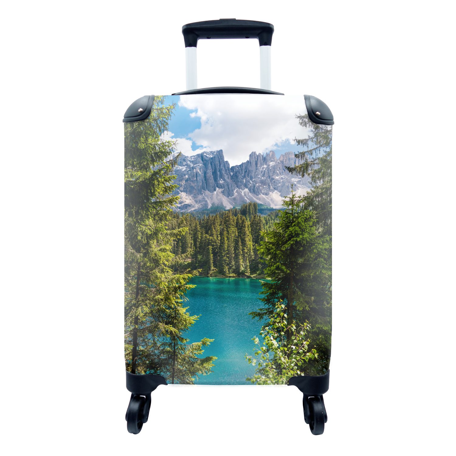 MuchoWow Handgepäckkoffer Dolomiten - Wasser - Italien, 4 Rollen, Reisetasche mit rollen, Handgepäck für Ferien, Trolley, Reisekoffer