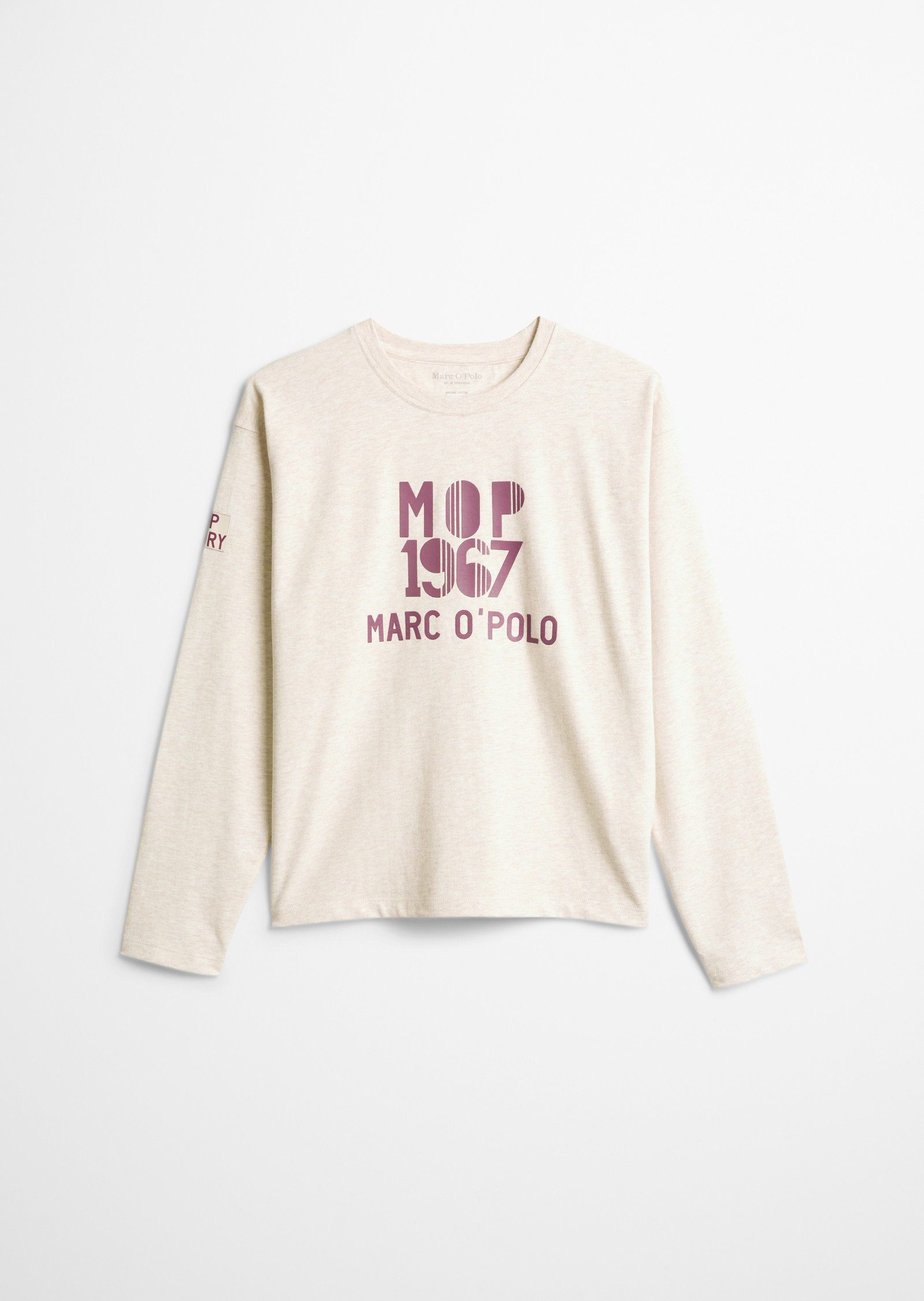 Marc O'Polo Langarmshirt Md.-Longsleeve melierte Optik, kontrastfarbener Print