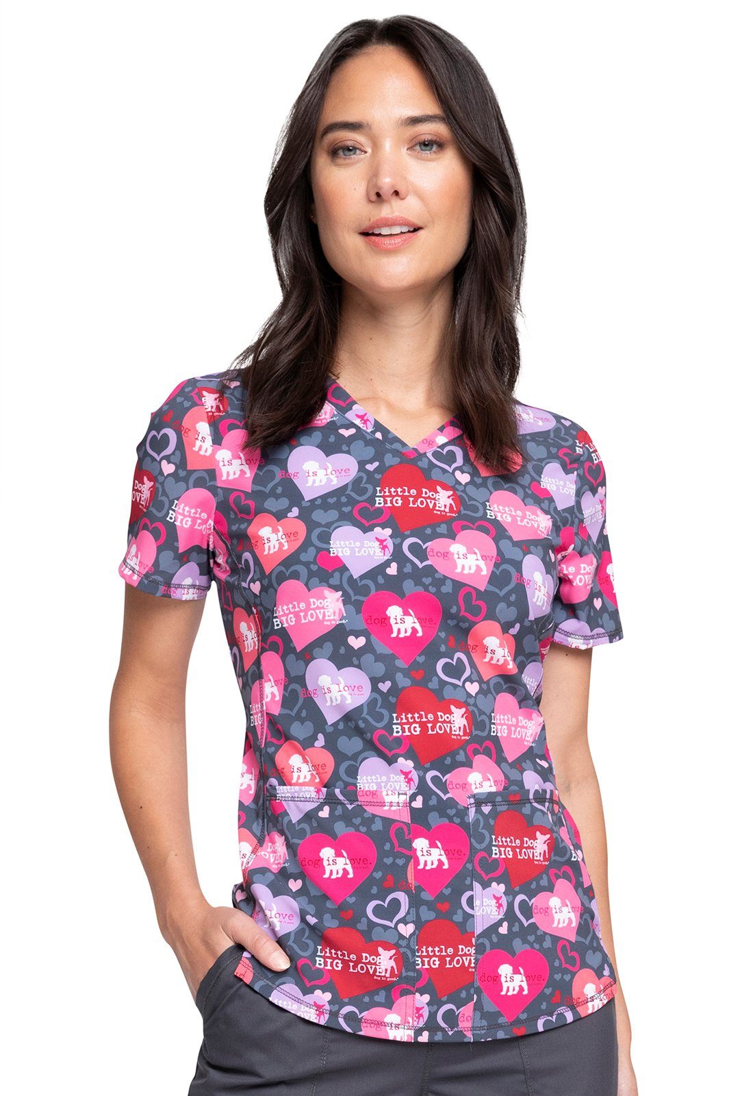 Cherokee Funktionsbluse Bunt bedruckter Damen Kasack "Dog Is Love" Kasack mit Motiv