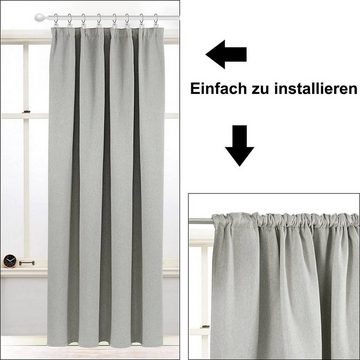 Gardine, Woltu, Kräuselband (1 St), blickdicht, 360g/m² Dicke Leinenoptik