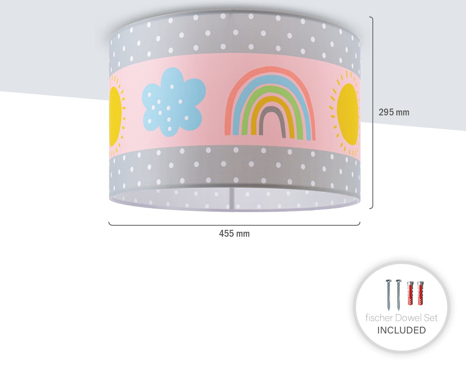 Paco Home Deckenleuchte Cosmo Regenbogen Deckenlampe 962, Leuchtmittel, Sonne E27 Kinderzimmer Weiß Grau ohne Rosa Lampe