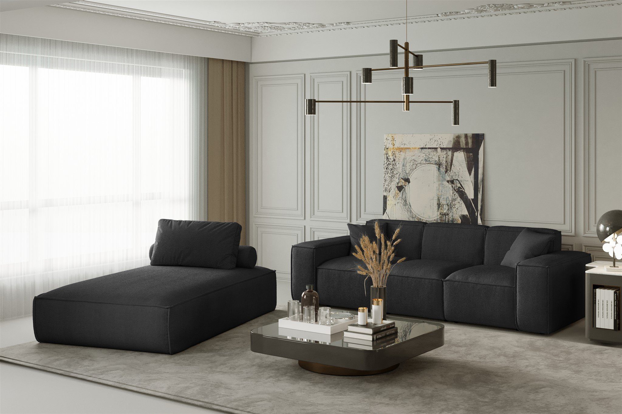 Fun Möbel Polstergarnitur Sofa-Set 2-teilig Chaiselongue günstig online kaufen