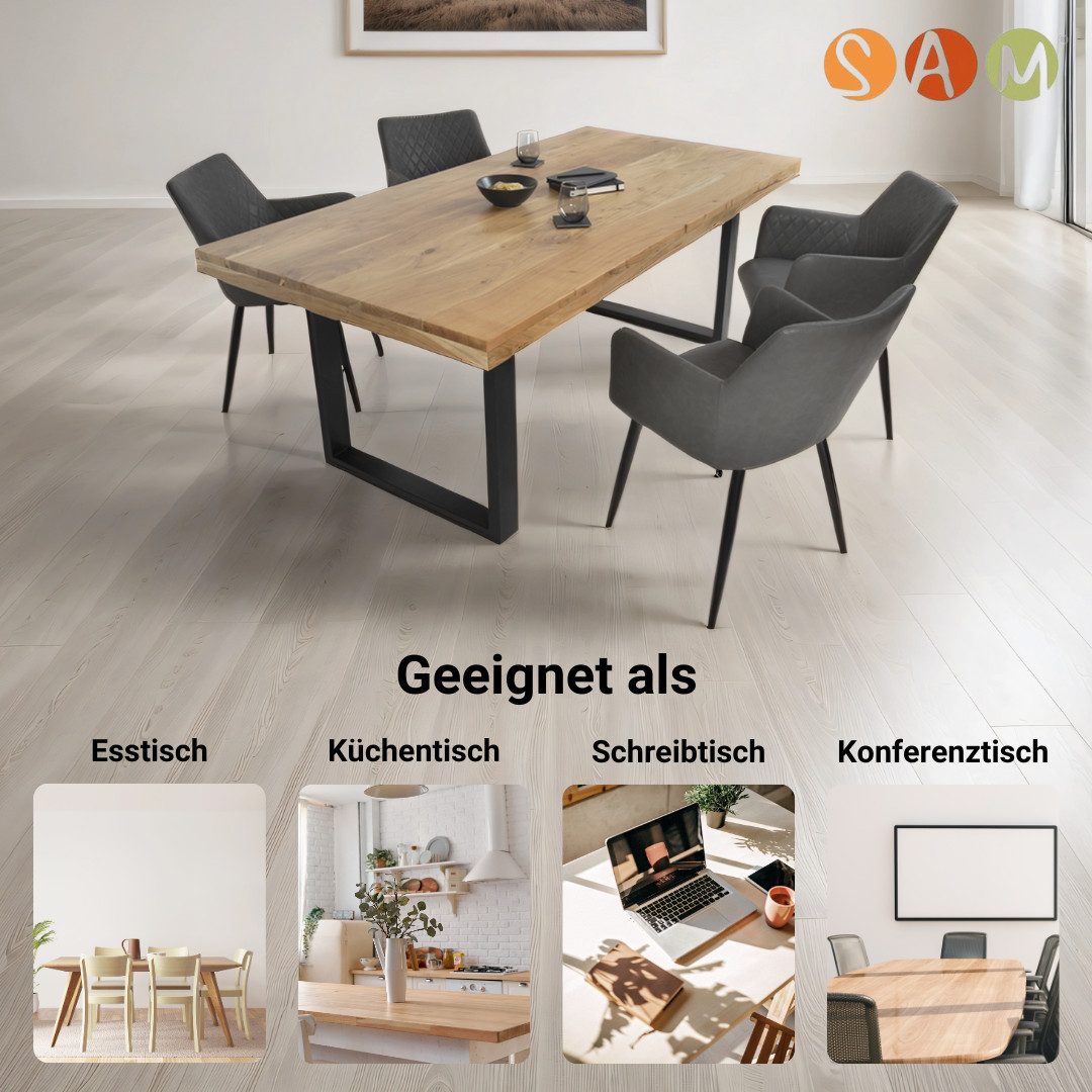 SAM® Esstisch Pearl, Akazienholz, gerade Kante, Metallgestell U-Form, bis 3m