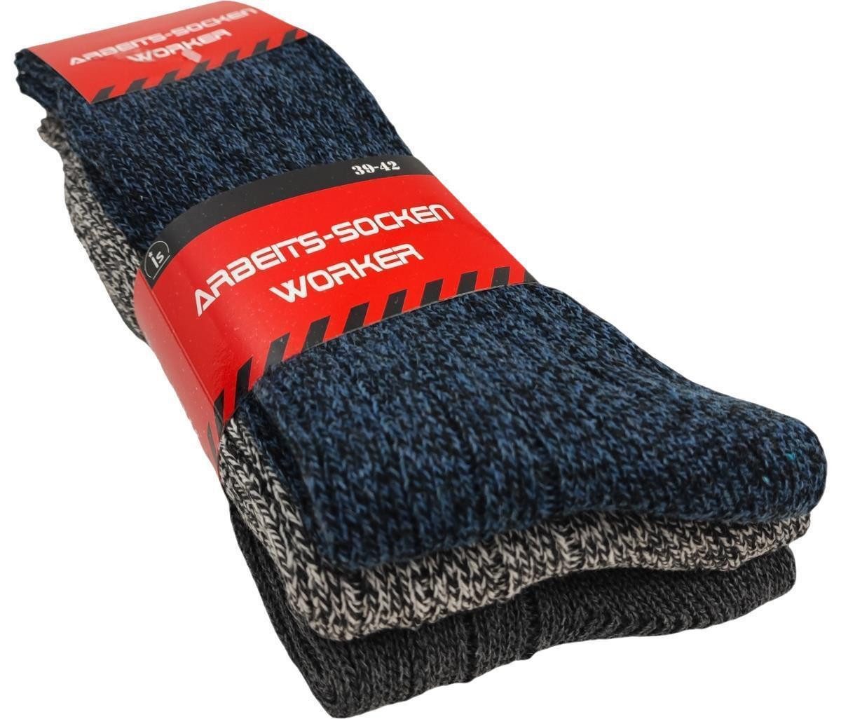 EloModa Arbeitssocken 3 Paar Arbeits-Socken Work Wollsocken Strick, (3-Paar)
