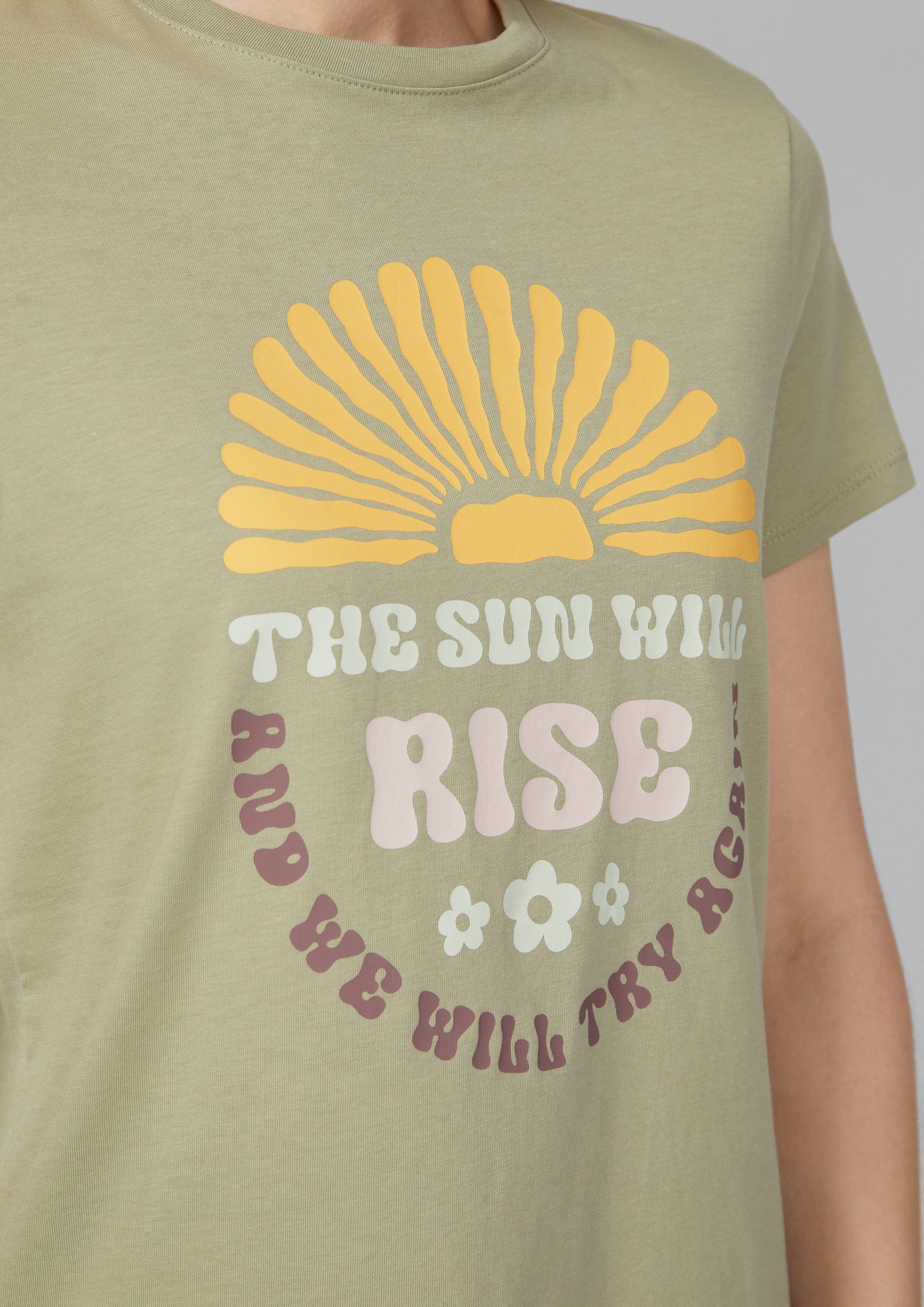 QS Kurzarmshirt Baumwollshirt mit Frontprint günstig online kaufen