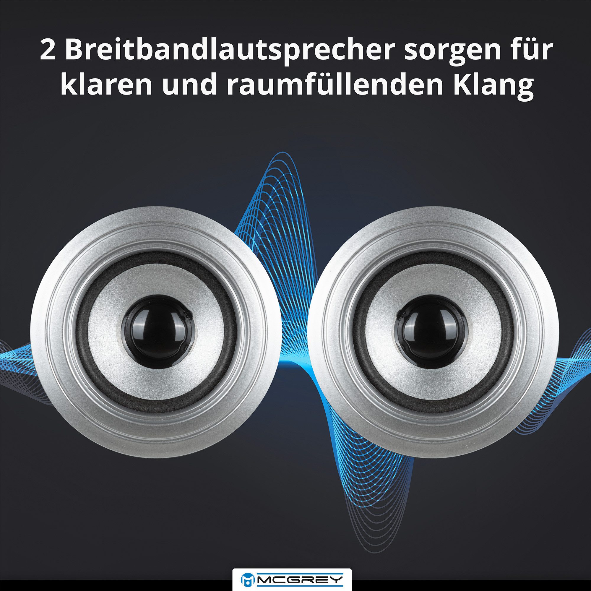 McGrey Tragbarer Speaker für vielseitigen Einsatz inklusive Fernbedienung - Bluetooth-Lautsprecher (6 W, FM-Radio mit 30 speicherbaren Senderplätzen integriert) – Bild 4 von 5