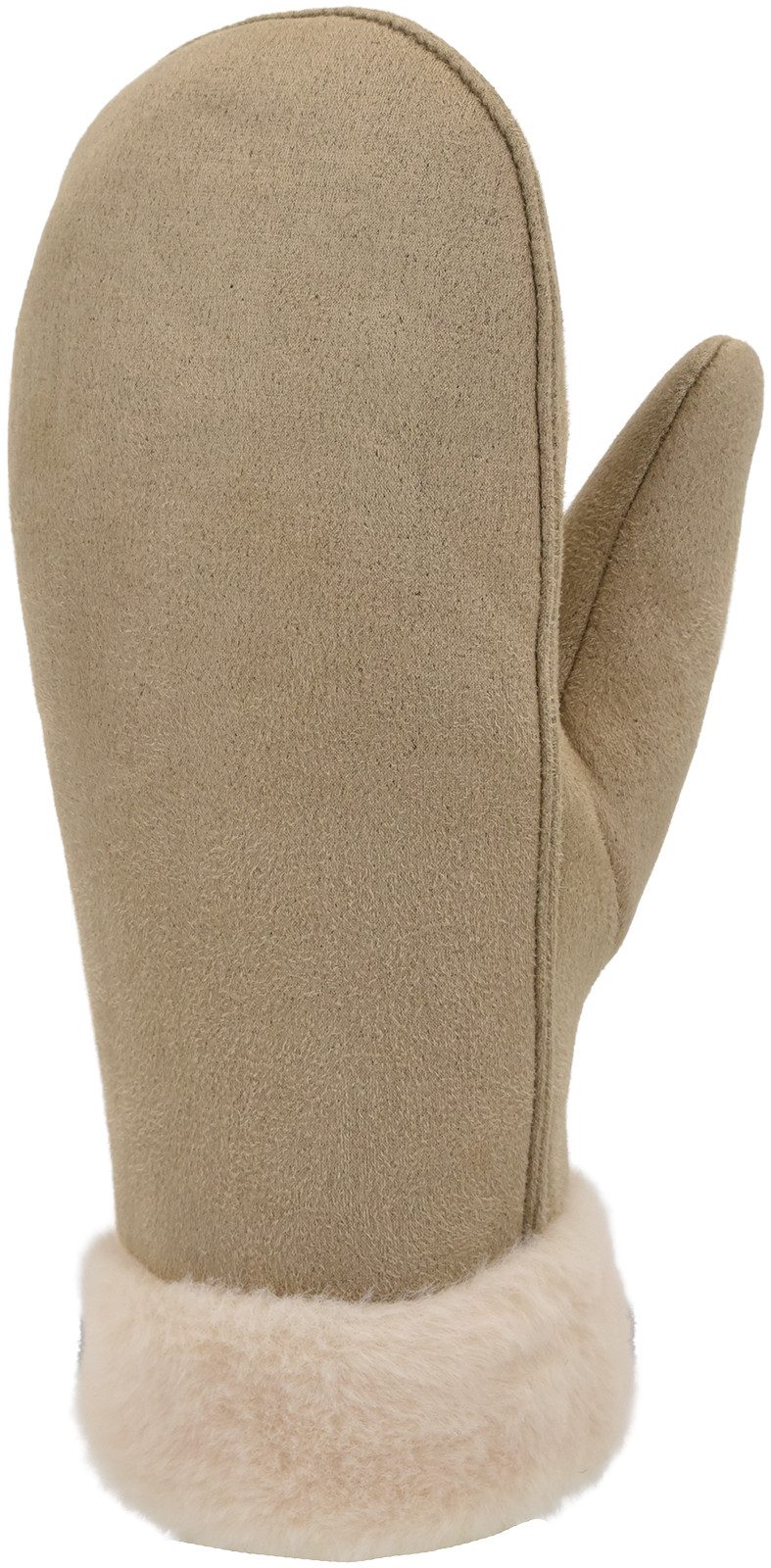 styleBREAKER Fäustlinge Veloursleder Optik Fäustlinge mit Kunstfell-Bund (1-St)