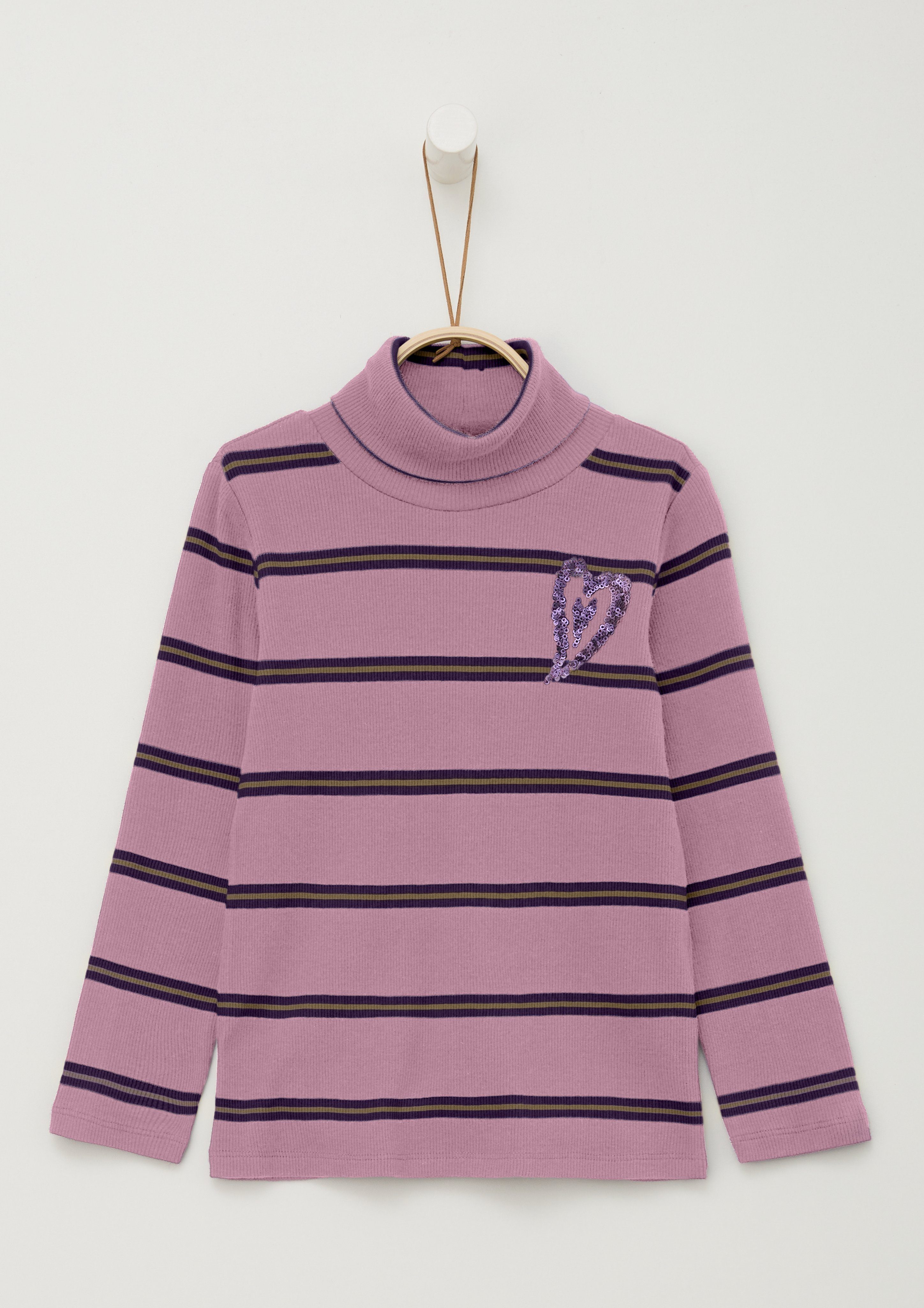 Pailletten-Herz Junior Langarmshirt mit Brust s.Oliver der auf rosa