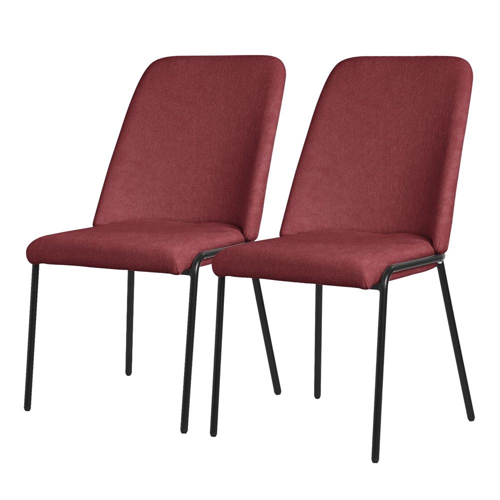 ML-DESIGN Polsterstuhl Esszimmerstühle mit Rückenlehne moderne Design Lounge Küchenstühle (2 St), Esstischstühle 2er Set Rot Küchenstuhl Stahl Polyester bis 120 kg