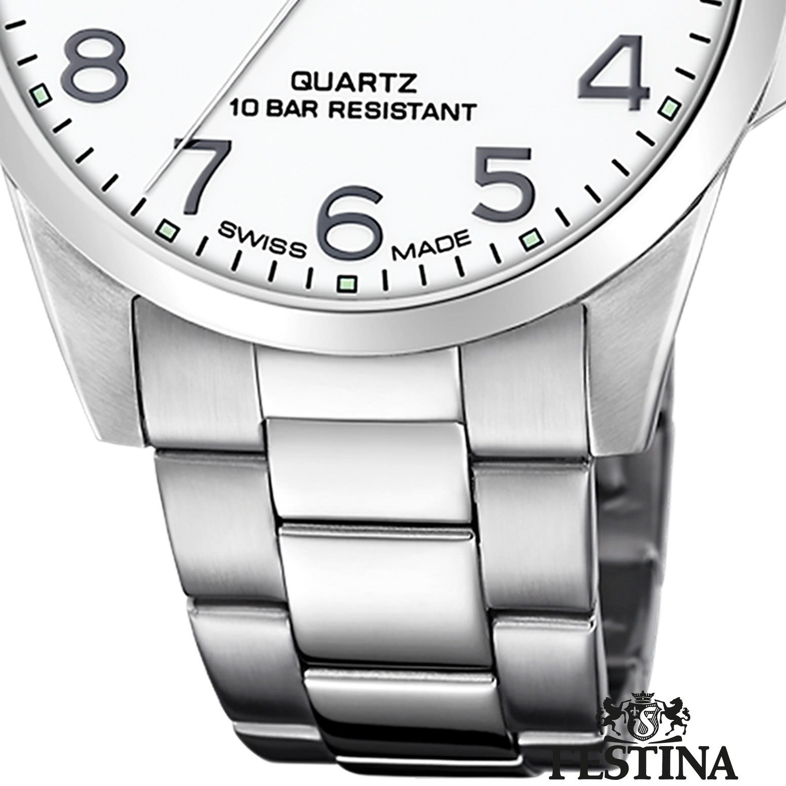 Festina Quarzuhr Festina Herrenuhr Edelstahl silber, (Analoguhr), Herren Armbanduhr rund, Edelstahlarmband silber, Elegant