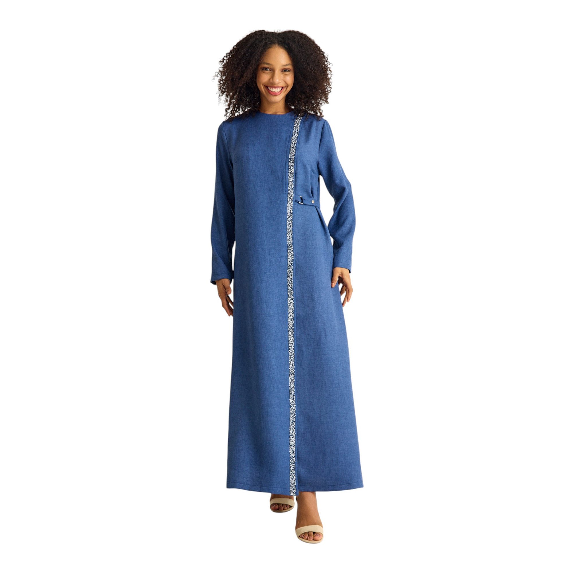 fashionshowcase Tunikakleid Abaya Kleid mit Schmuckdetails – Modest Fashion