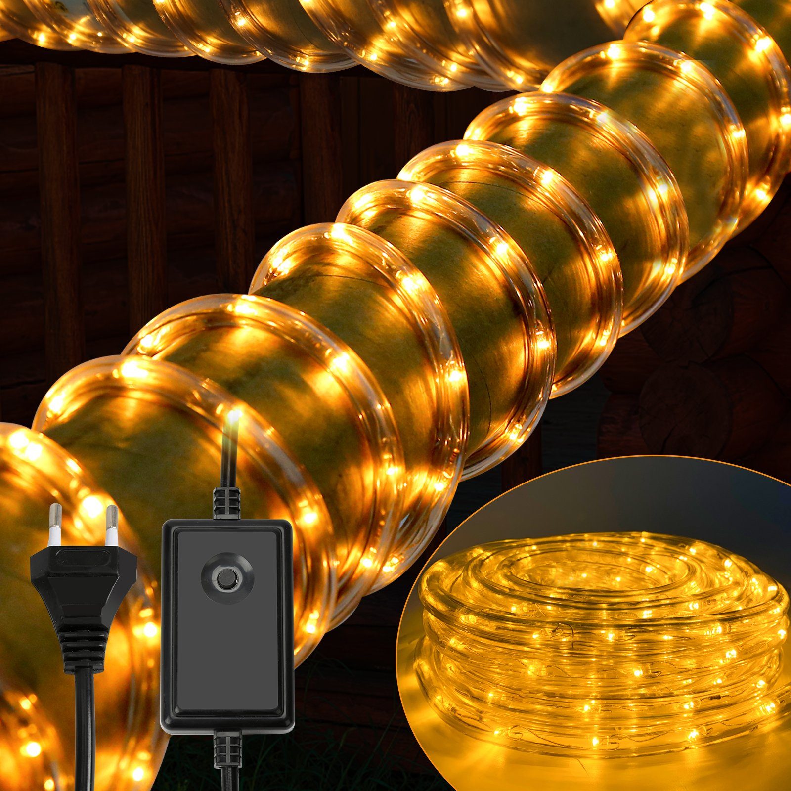 Clanmacy Lichterschlauch 10m-50m LED Lichterschlauch Bunt Lichterkette  Lichtschlauch 8 Modi, Wasserdicht