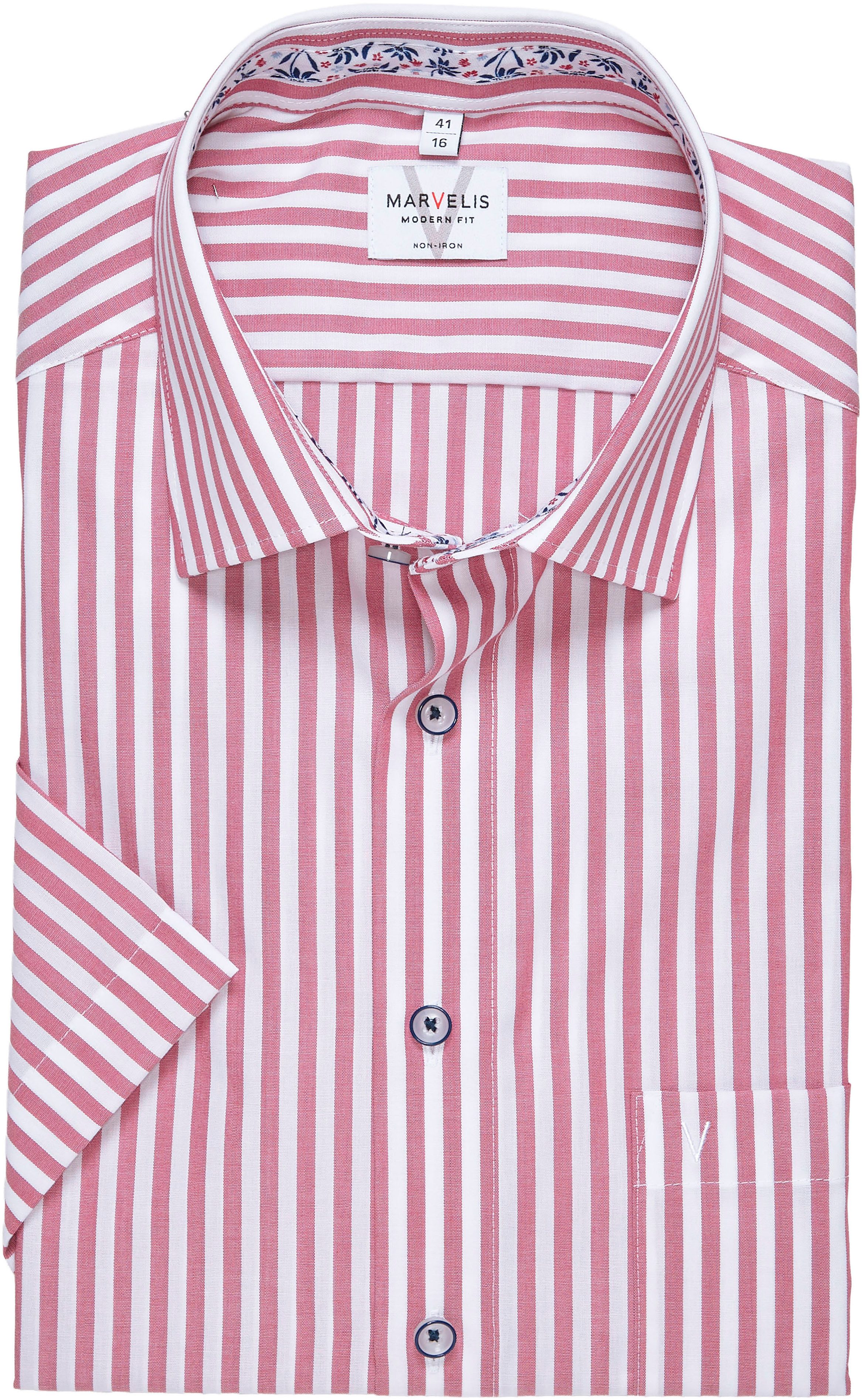 MARVELIS Kurzarmhemd Businesshemd, modern fit, bügelfrei, Kentkragen