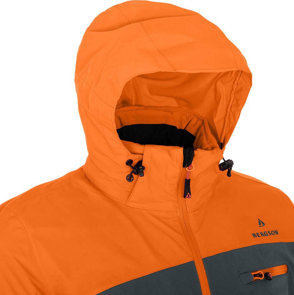 Bergson Skijacke RUKA Herren Skijacke, wattiert, 20000 mm Wassersäule, Normalgrößen, orange