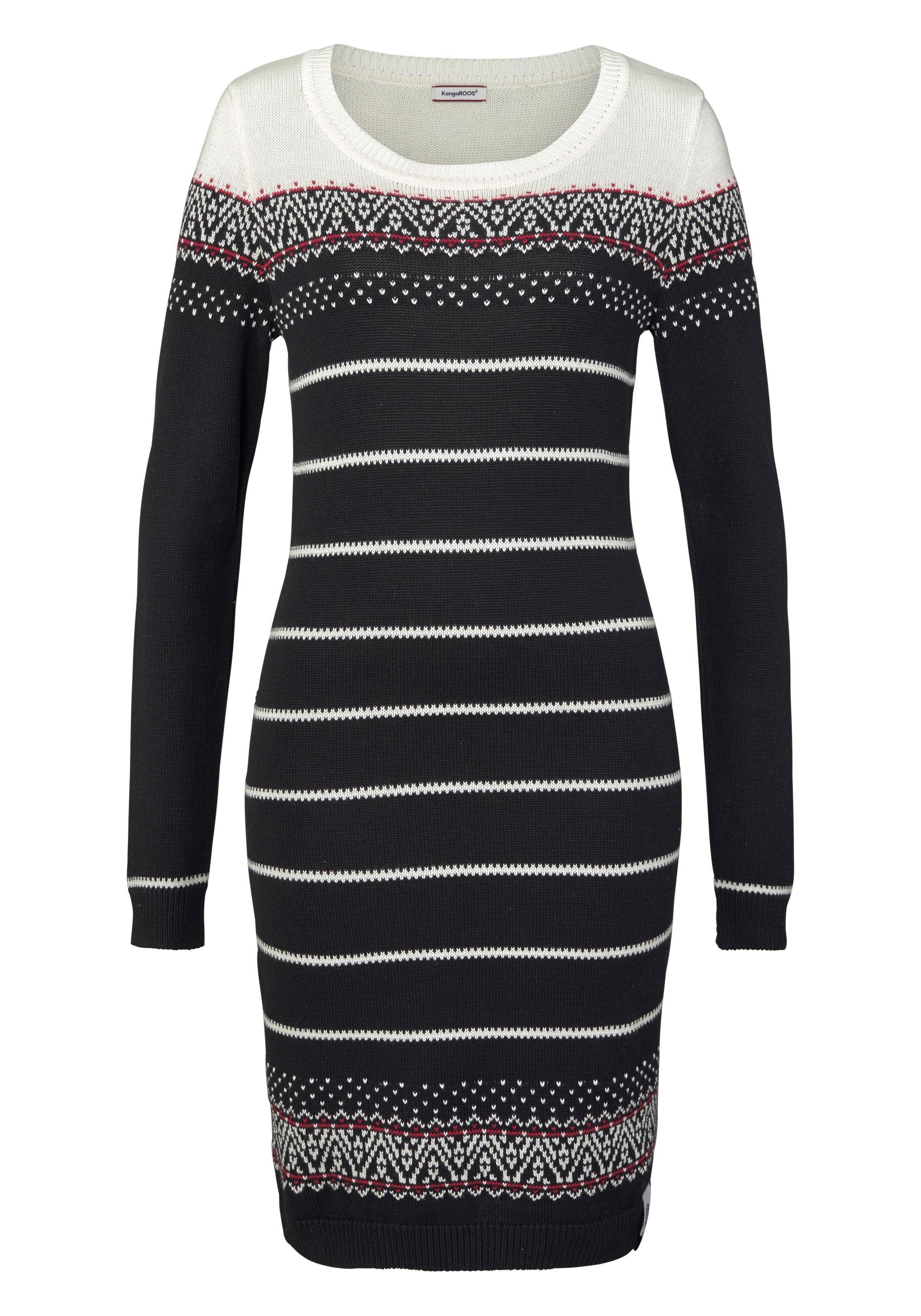 KangaROOS Strickkleid figurbetont, im Norweger-Stil, aus Baumwollmischung, langärmlig. Reduzierter Preis € 45,49. Unverbindliche Preisempfehlung € 64,99, (€ 45,49 pro 1 Stk)