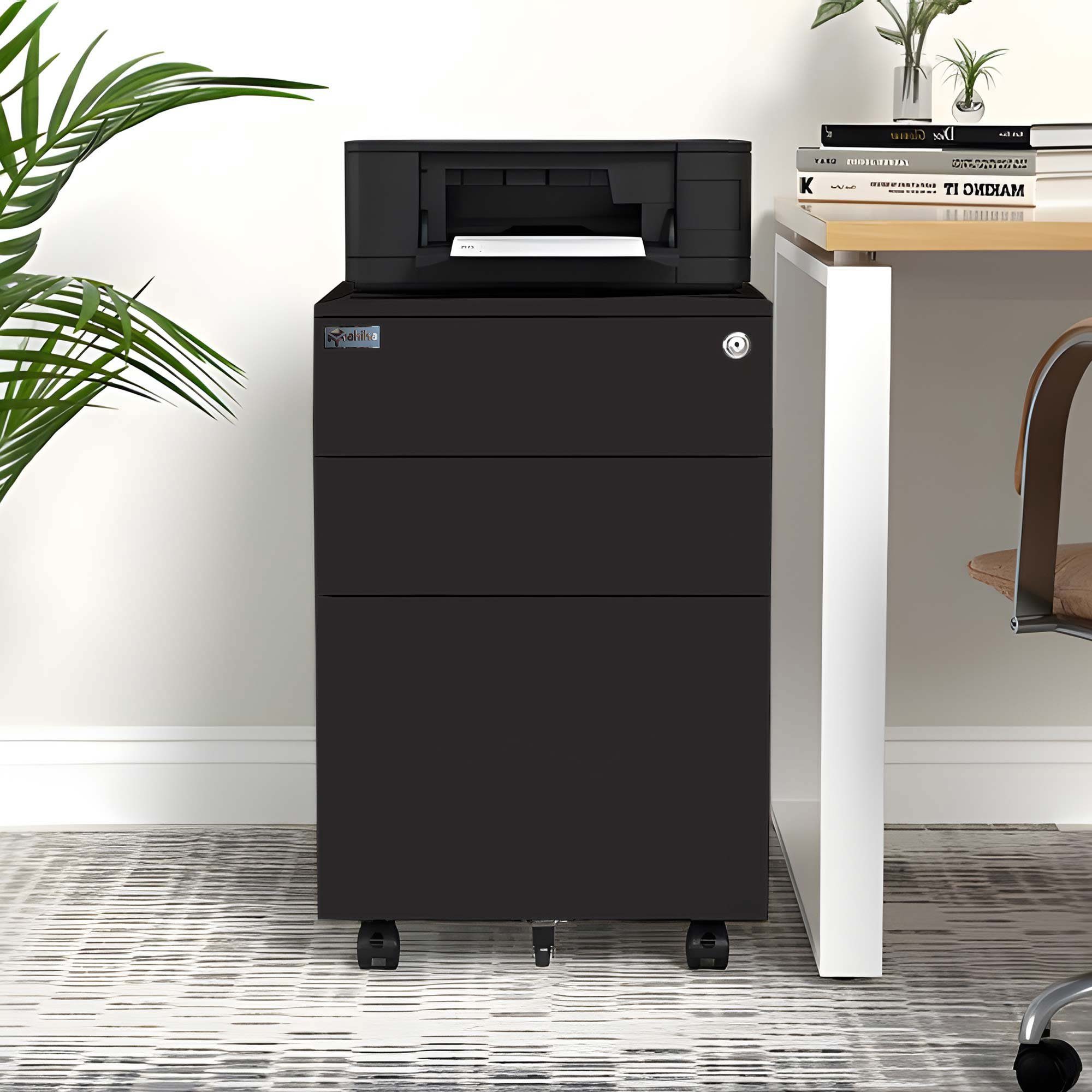 Makika Aktenschrank Rollcontainer abschließbar Schubladen und Rollen 39x50x günstig online kaufen