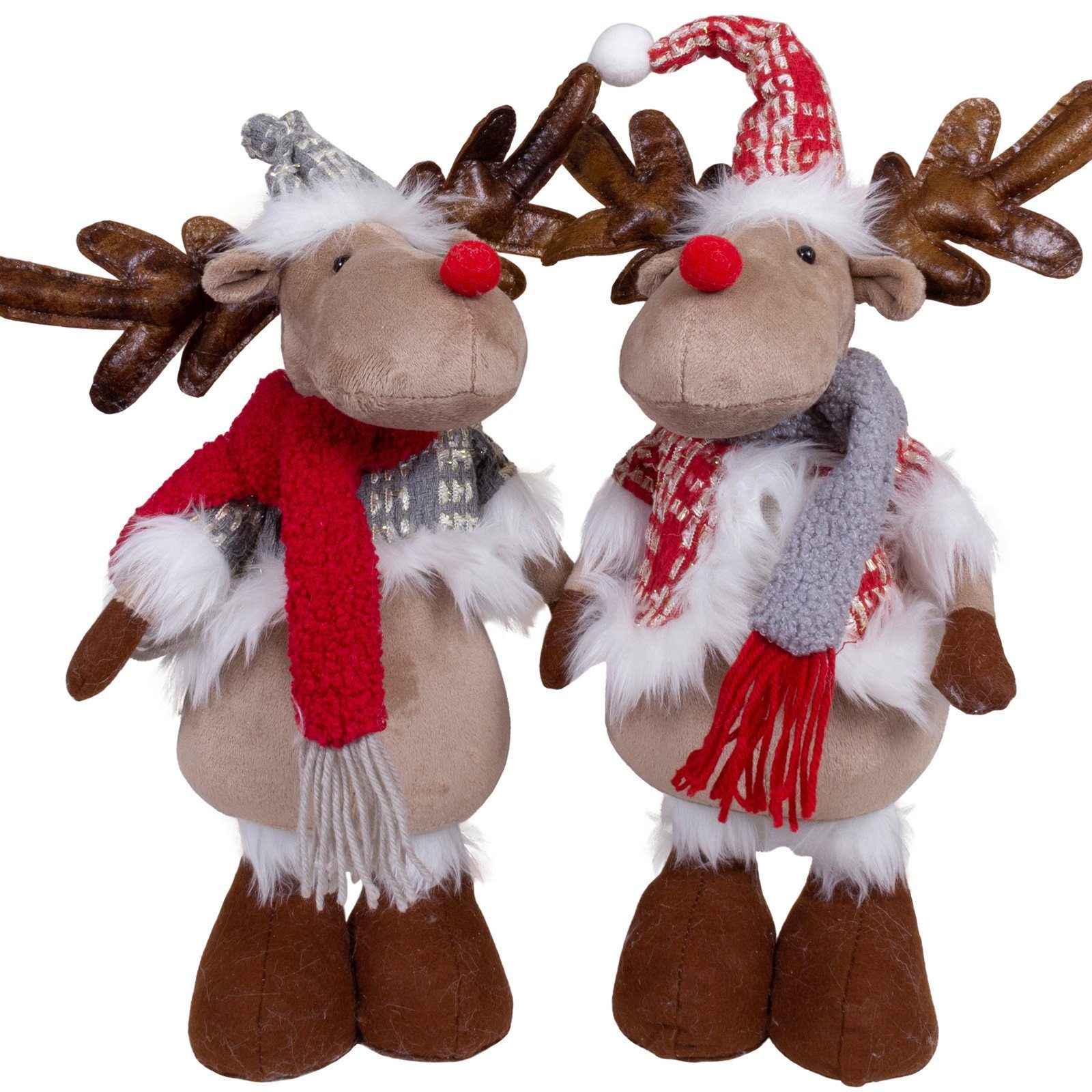 Christmas Paradise Weihnachtsfigur Elch 40cm (50cm) stehend, (Dekofiguren, 2 St., im Set), Weihnachten, rot-grau