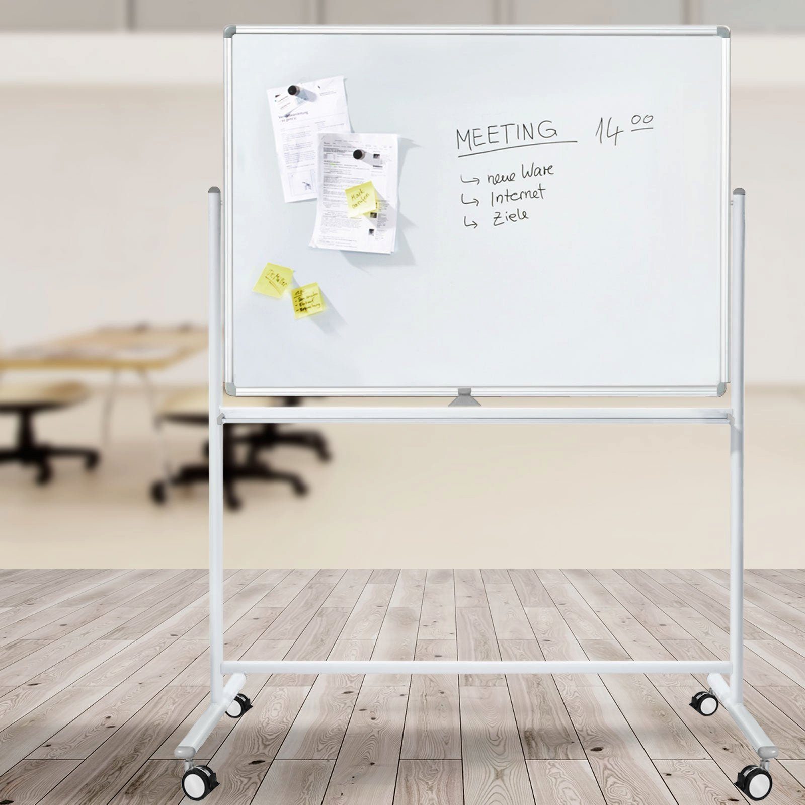 Master of Boards Wandtafel mobil Stanford PRO – doppelseitig, magnetisch & kratzfest, mit Rollen, mit Ablage, drehbare Wandtafel in 5 Größen, 90 cm x 120 cm – Bild 4 von 5