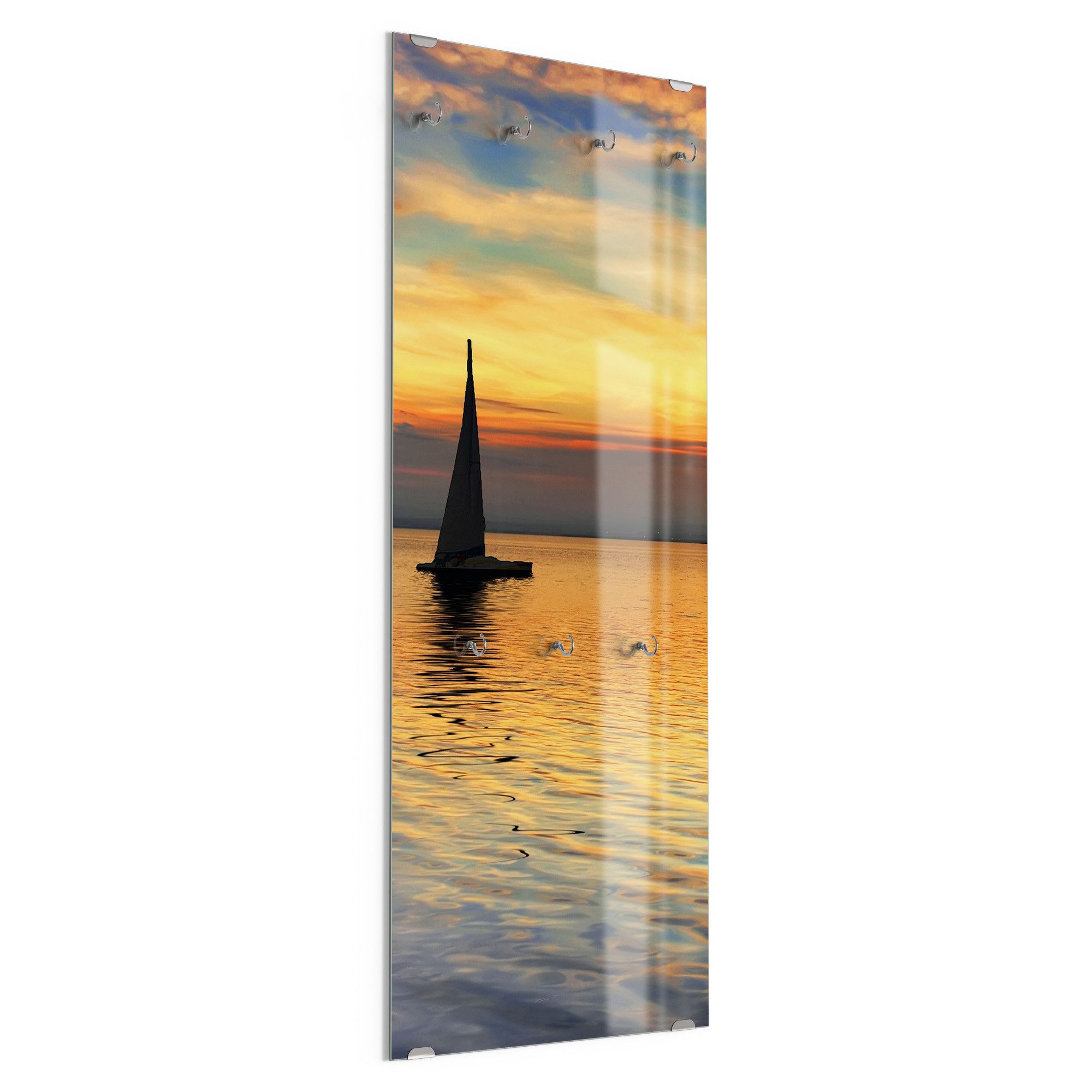 DEQORI Kleiderhaken 'Abendidylle am See', Glas Garderobe hängend Flur Jackenhalter modern Wandgarderobe Haken