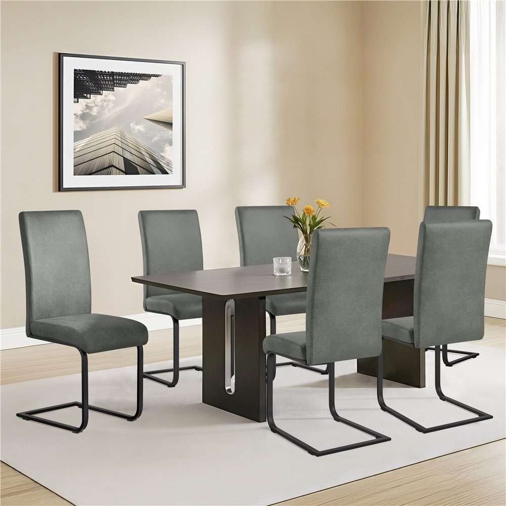 Yaheetech Esszimmerstuhl 2/4/6-er Küchenstuhl (2 St), Schwinger Polsterstuhl mit Ergonomischer Rückenlehne & Metallbeine – Bild 2 von 5
