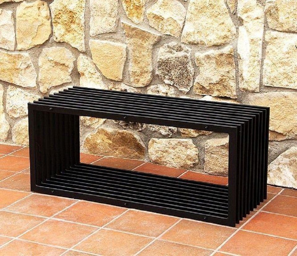 DanDiBo Gartenbank DanDiBo Gartenbank Metall Wetterfest Schwarz 100 cm Sitzbank Modern D-Stil Parkbank Eisen Blumenbank