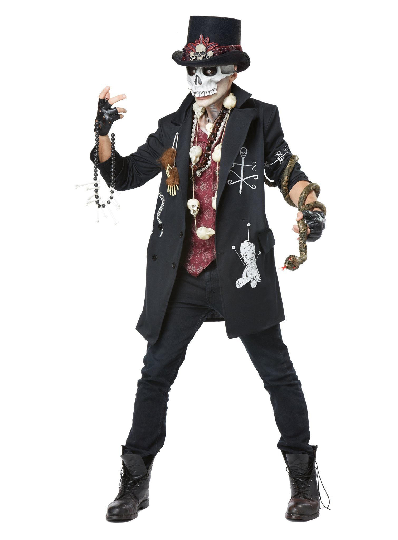 Metamorph Kostüm Voodoo Skelett - Horror Halloween Kostüm Herren, Magisch und makaber: überzeugendes Kostüm für Voodoozauberer