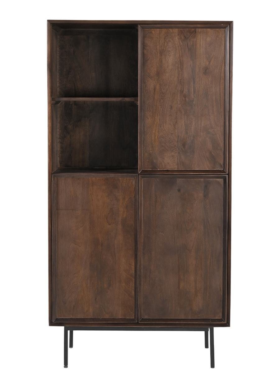 Natur24 Highboard Ravenstein Highboard 90 x 170 x 40 cm Mangoholz Stahl Natur Schwarz