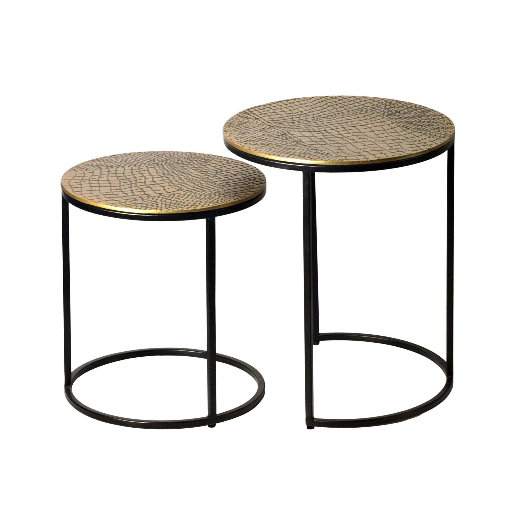 furnicato Satztisch Beistelltisch-Set 2-teilig 40x40/35x35 cm Gold-Schwarz (1-St), Platzsparend verschiebbare Satztische mit Anti-Rutsch-Noppen