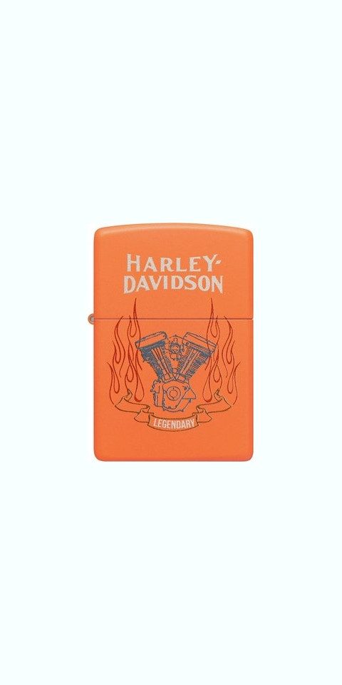 Zippo Feuerzeug Zippo Harley Davidson Benzinfeuerzeug, matt lackiert, Orange (1-St), Benzinbetrieben