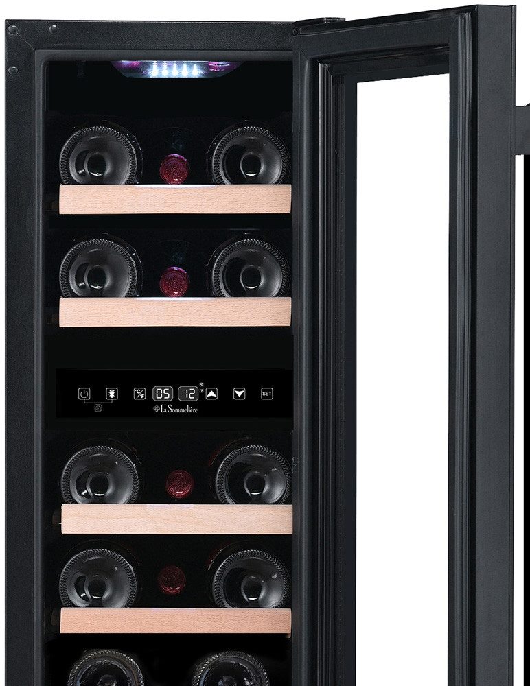 La Sommelière Unterbauweintemperierschrank LSBU18DZ, für 18 Standardflaschen á 0,75l,2 Zonen, unterbaufähig und freistehend