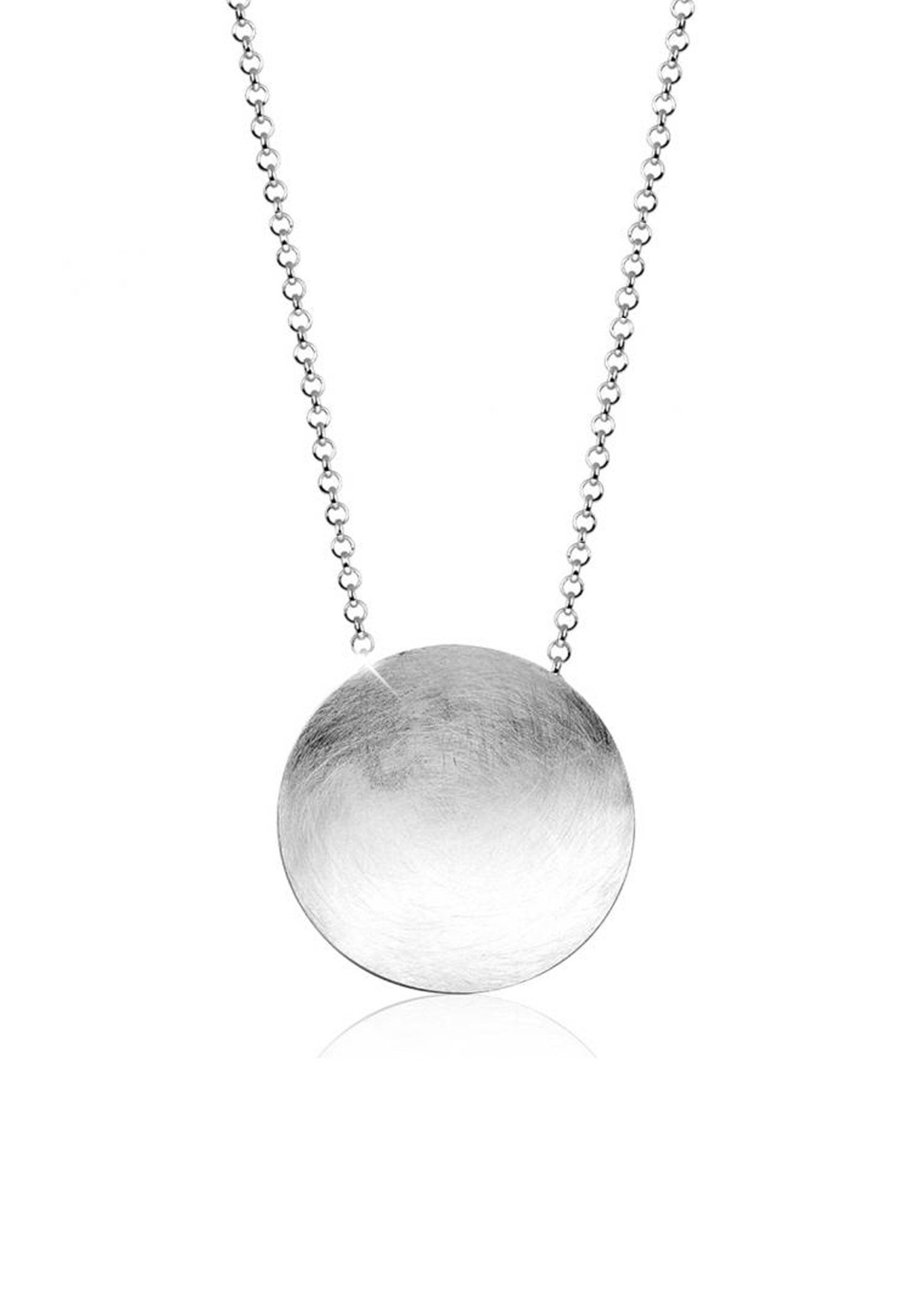 Nenalina Kette mit Anhänger Rund Kreis Gebürstet Trendig Collier 925 Silber