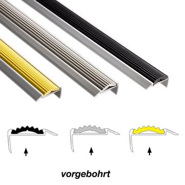 Floordirekt Treppenkantenprofil Power Gril Gummieinlage, 3 Farben & 3 Größen, Treppenprofil, Vorgebohrt