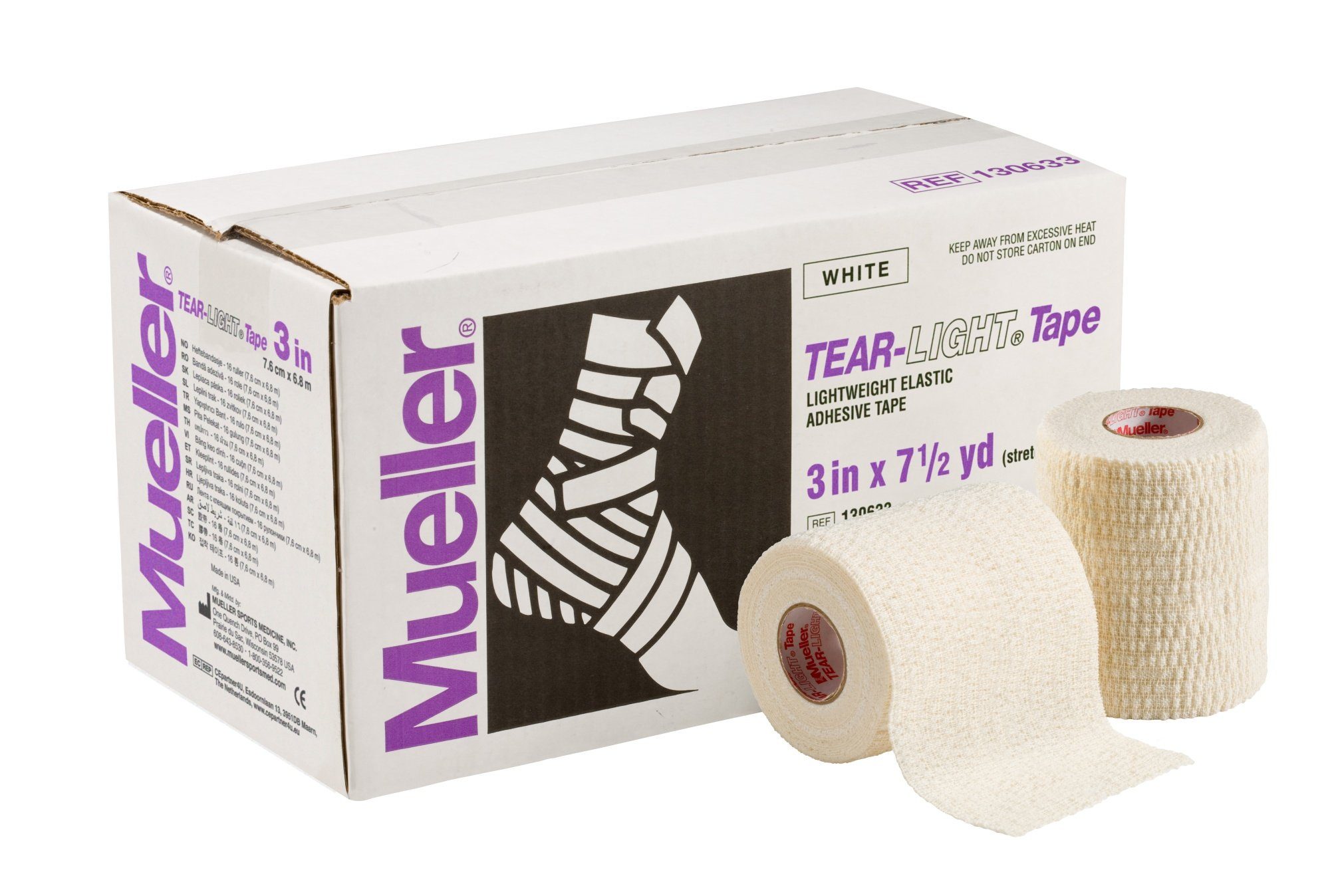 Mueller Sports Medicine Kinesiologie-Tape Tear-Light Tape - Vorteilskarton Sporttape, 2 Farben, 3 Größen