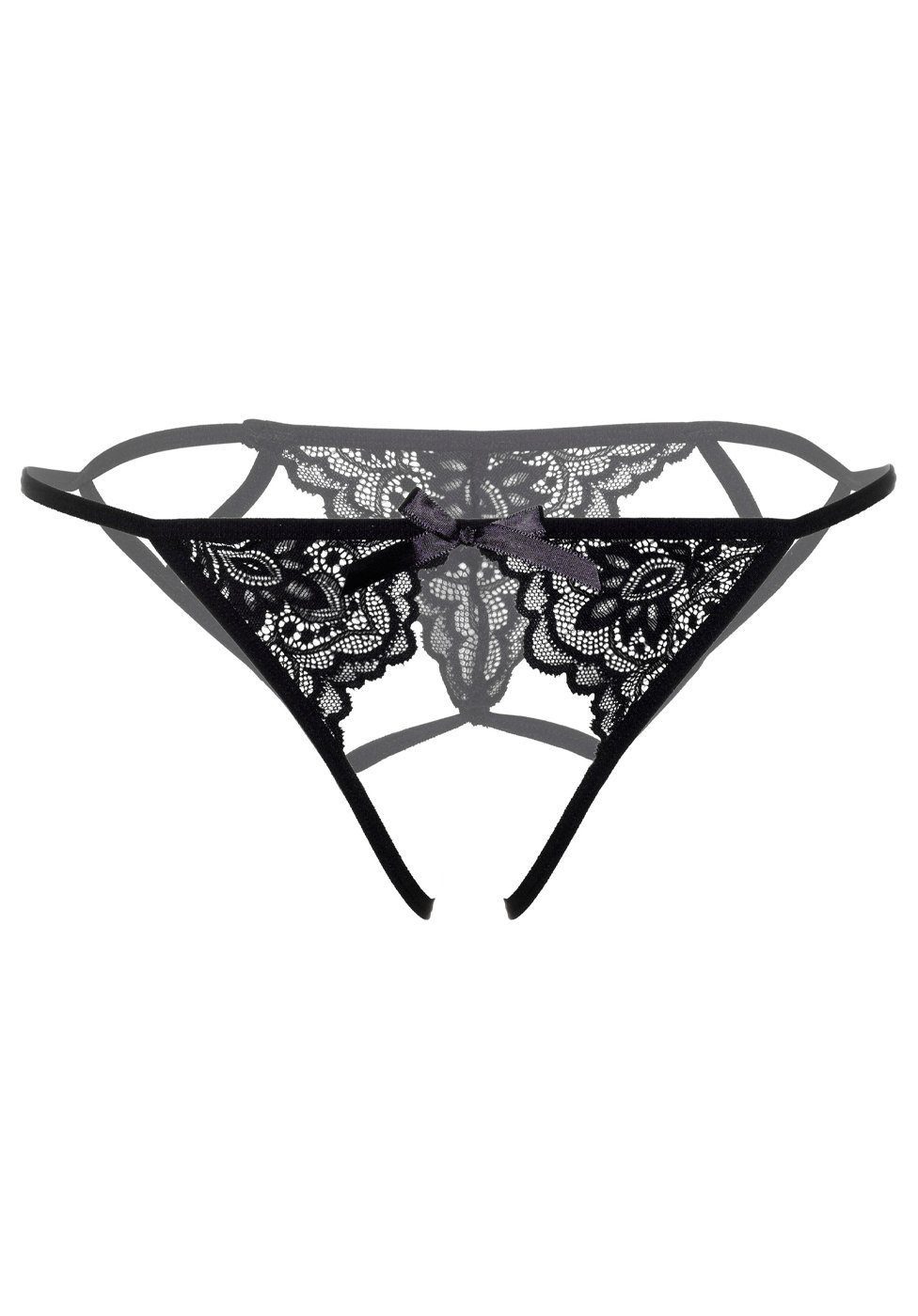 String Ouvert String offener Schritt Spitze - schwarz