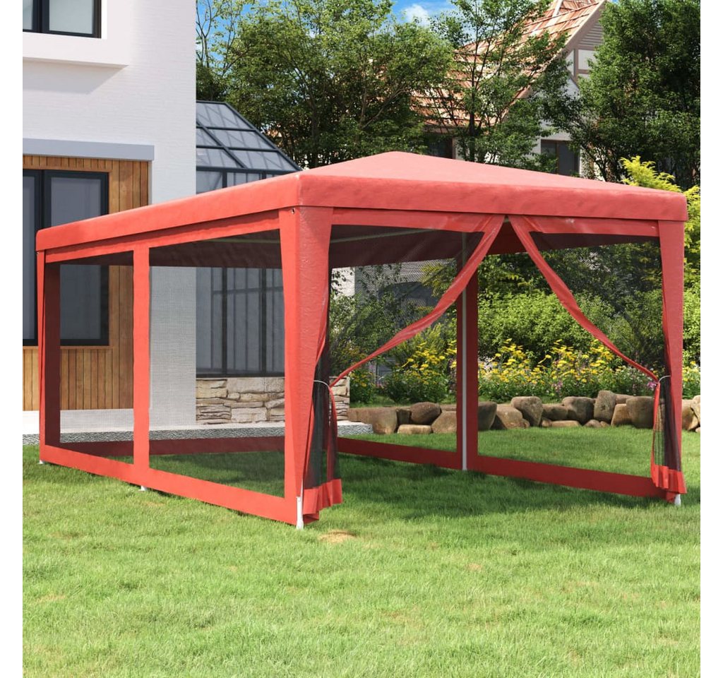 Thumbnail - vidaXL Pavillon Partyzelt Pavillon mit 6 Mesh-Seitenwänden Rot 3x6 m HDPE