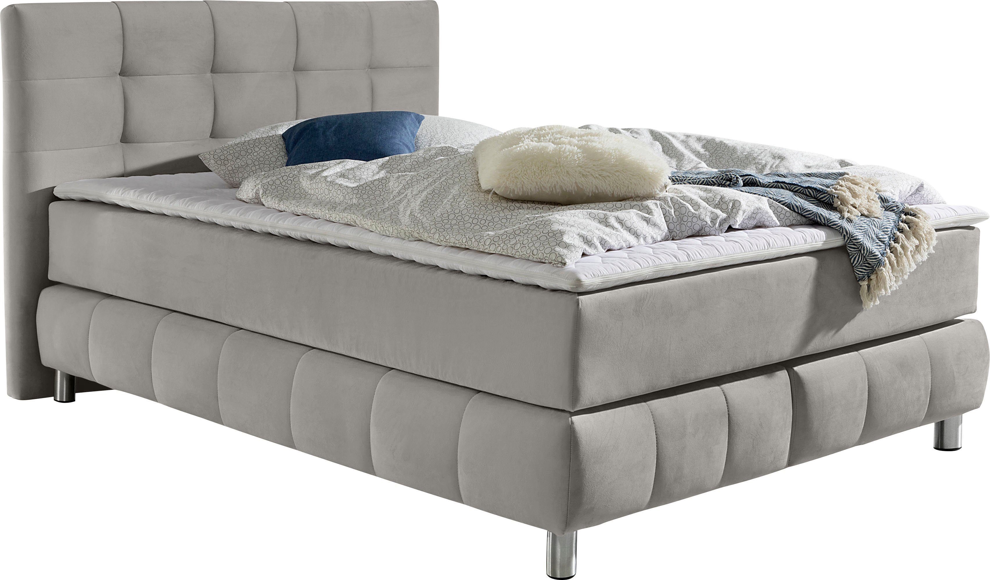 andas Boxspringbett Salo Härtegrade 220cm, in oder Struktur, 4 XXL, in Überlänge Samtoptik Breiten 6