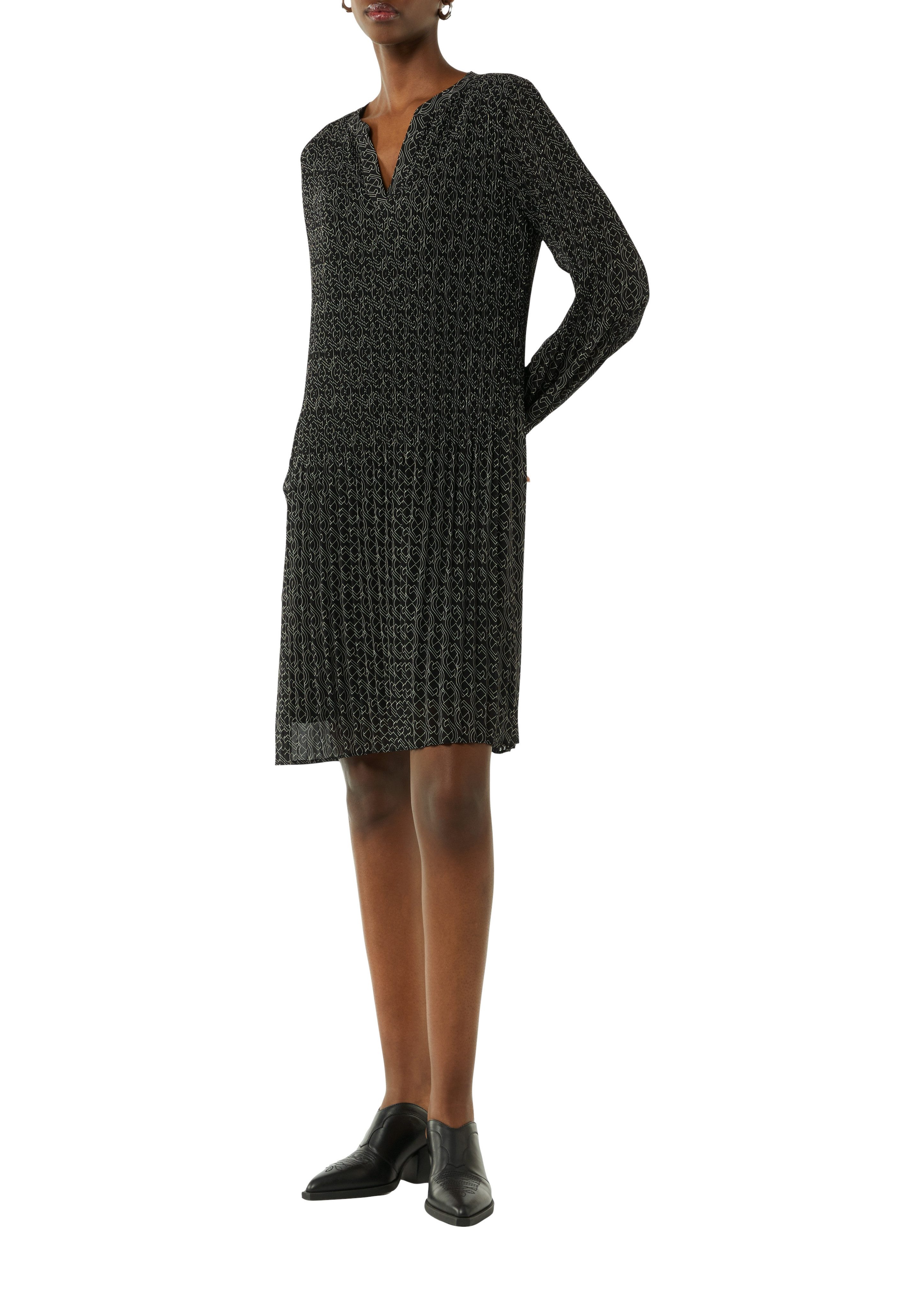 Comma Chiffonkleid mit Allover-Print und V-Ausschnitt günstig online kaufen